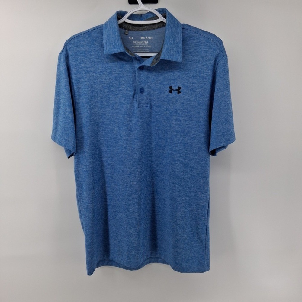 Under Armour Playoff Polo Mens S Heather Blue Loose Fit Short Sleeve Golf Shirt